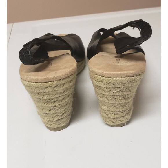 Lindsay Phillips Open Toe Espadrille Wedge Slingback Black Sandal Sz 9 NWBOX - Picture 3 of 13